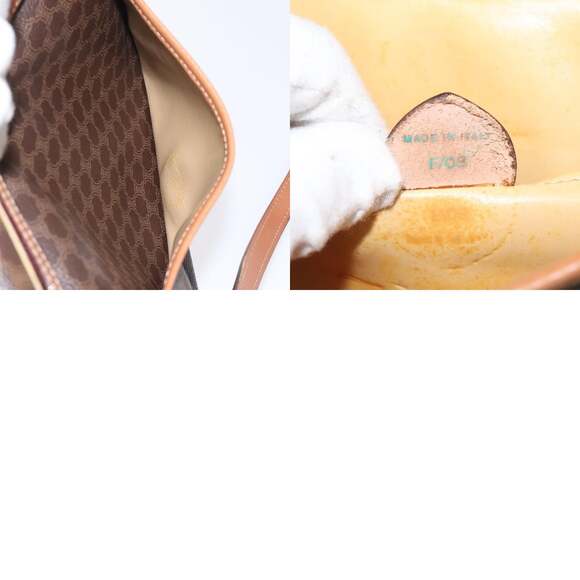 CELINE Macadam Canvas Shoulder Bag Pvc Leather Brown Gold - Picture 13 of 13